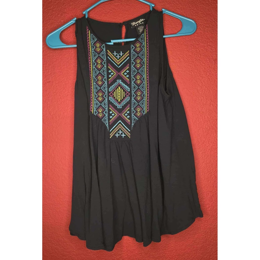 Wrangler Retro Black Sleeveless Accent‎ Casual Festival